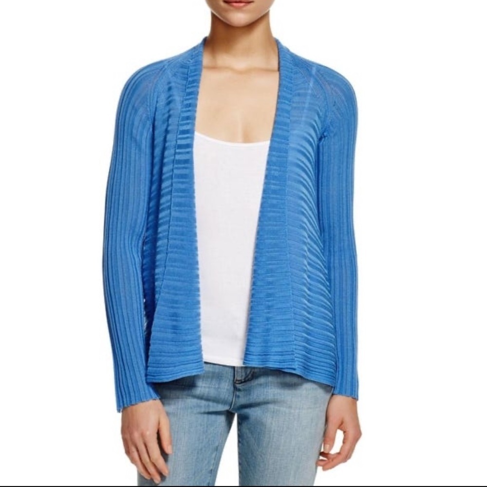 Eileen Fisher- ribbed tencel open front cardigan